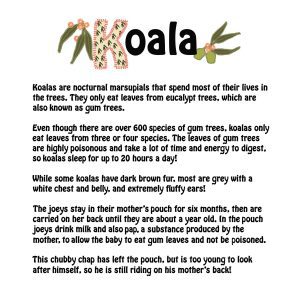 page 10 of book of aussie babies - facts about koalas