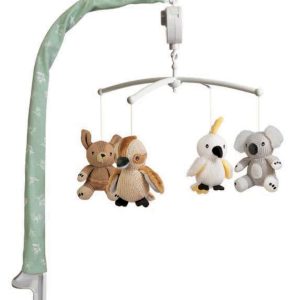 musical mobile with four aussie animals - kangaroo, koala, cockatoo and kookaburra