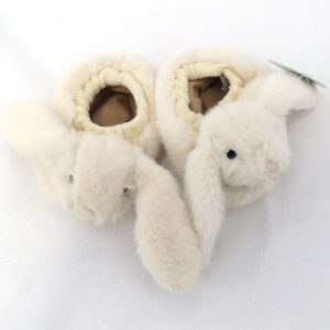 white bunny booties top view