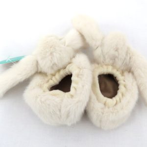 white bunny booties back view