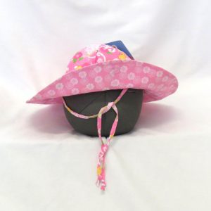 sunhat reversible pink and white flowers and coloured flowers underneath front view