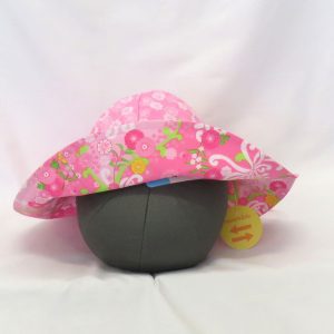 sunhat pink and white flowers with reversible coloured flowers front view
