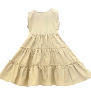kids on trend cream/fawn coloured linen dress - back view