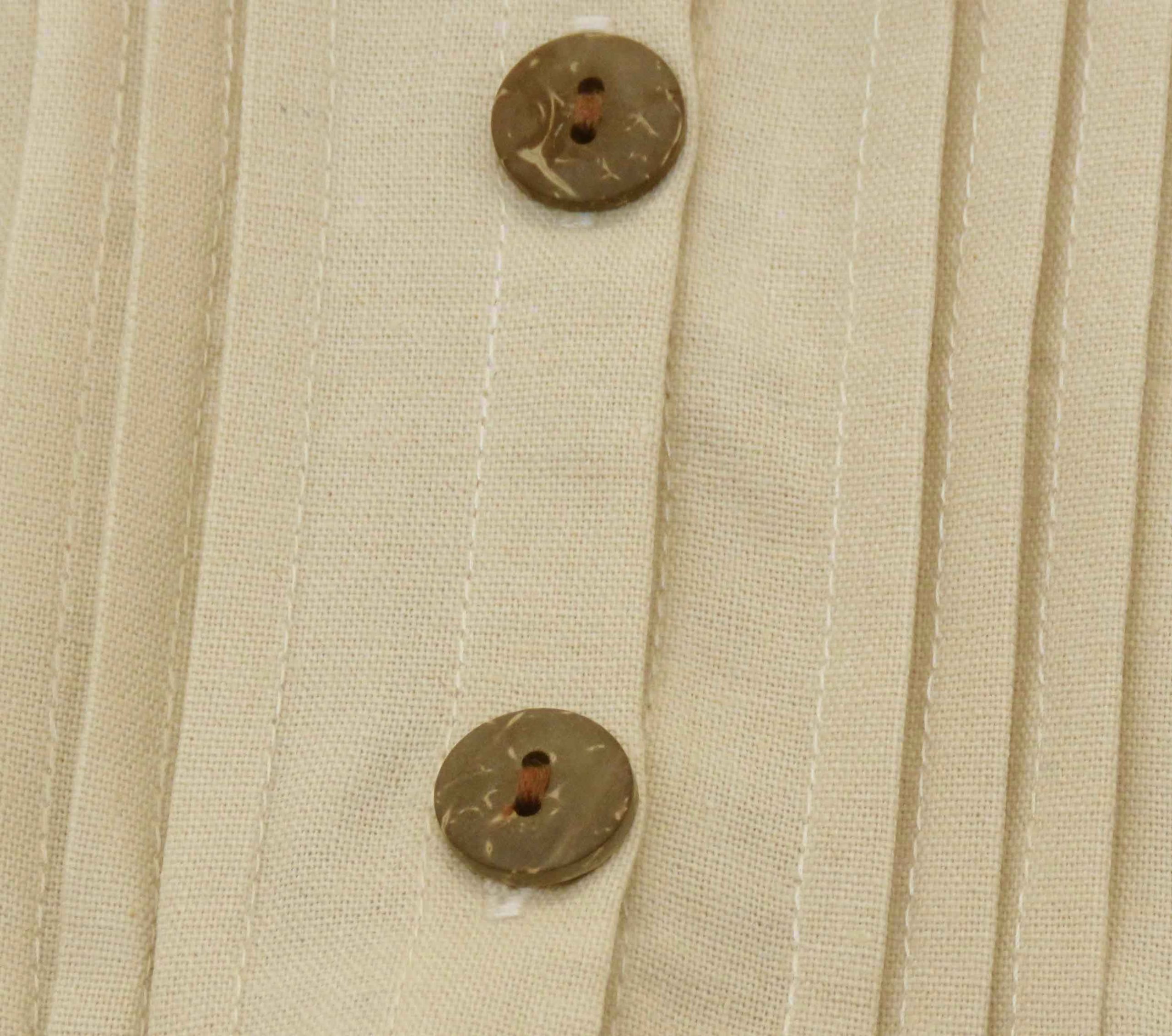 kids on trend cream/fawn coloured linen dress - detail of buttons