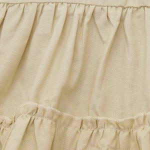 kids on trend cream/fawn coloured linen dress - detail of ruffled skirt