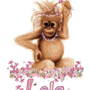 Personalised print - orangutan - text reads Lola
