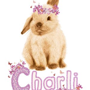 Personalised print - rabbit - text reads charli