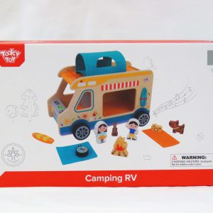 wooden RV with accessories front view