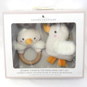 goosey goosey dummy chain and teething ring gift set front view