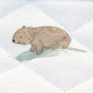 travel change mat - australiana design - close up of wombat