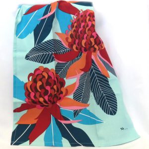 tea towel - waratah design - front view