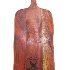 platter board with handle made of dark acacia wood with donkey image text reads Old Mac's Farm
