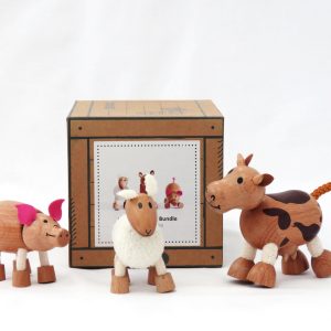 anamalz farm friends 3 pack - front view with pig, sheep, cow