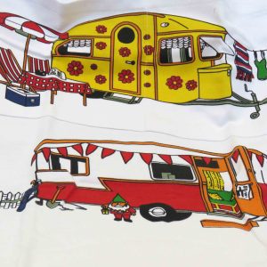 apron - retro caravans design - close up of caravans