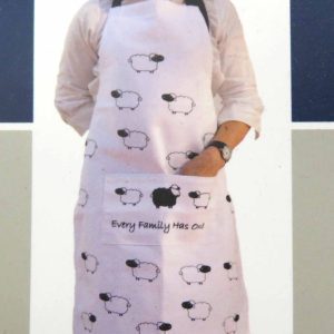 apron - black sheep of the family design - being worn