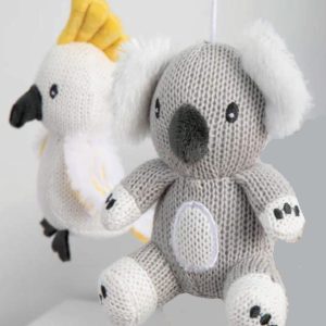 musical mobile with four aussie animals - close up of koala and cockatoo