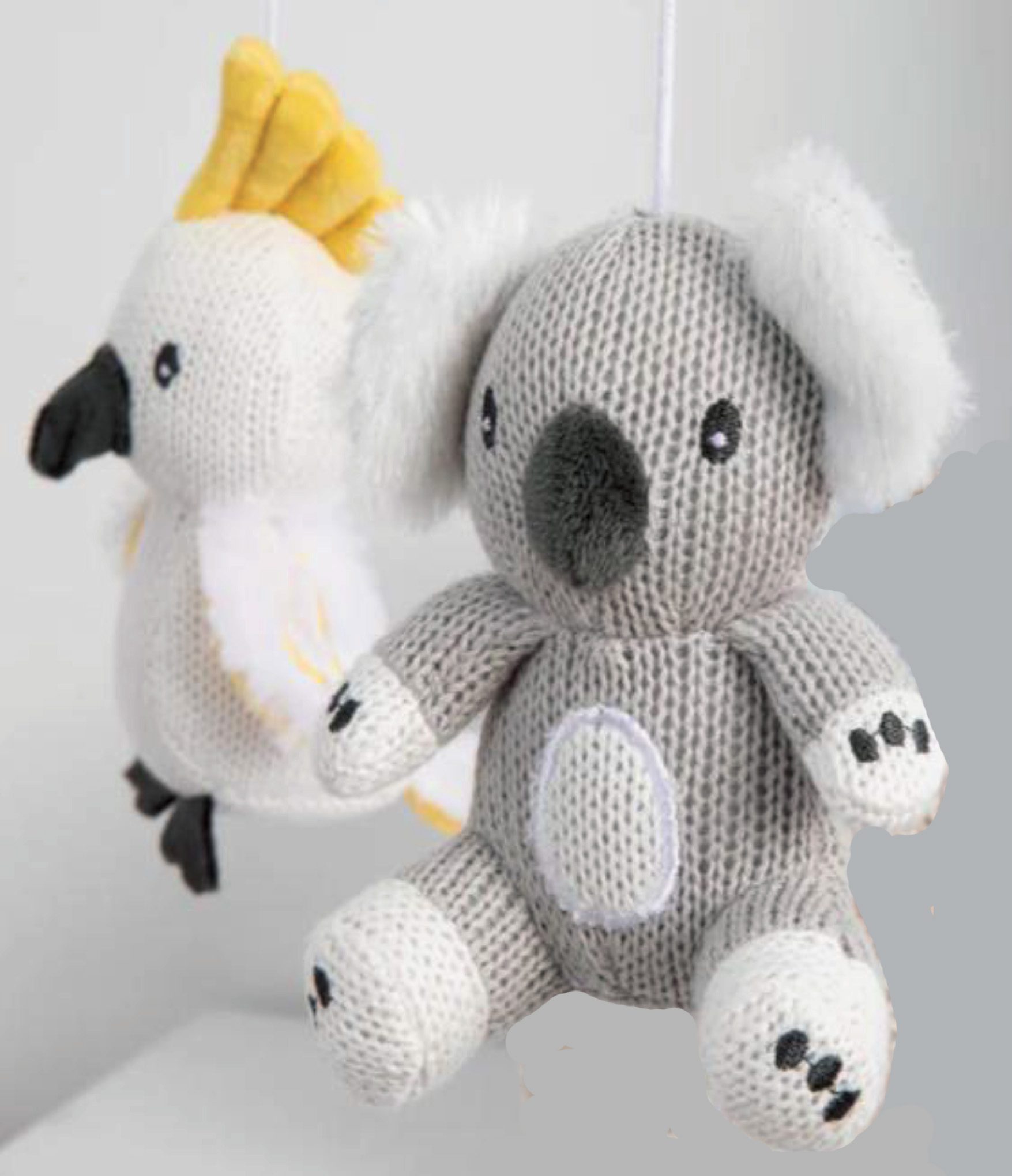 musical mobile with four aussie animals - close up of koala and cockatoo