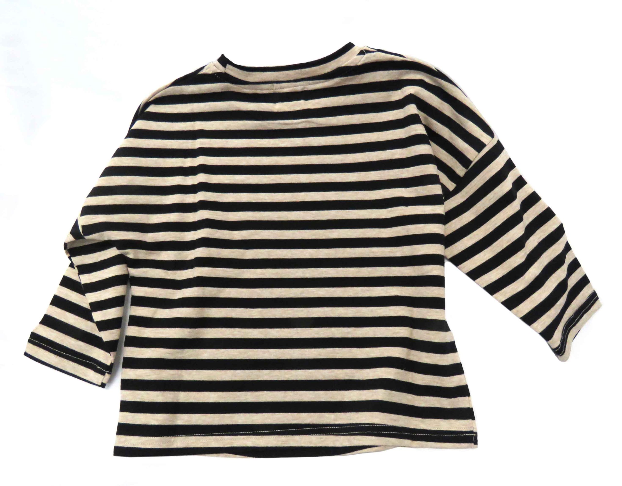 kids on trend long sleeved tshirt with coffee and black coloured stripes - back view