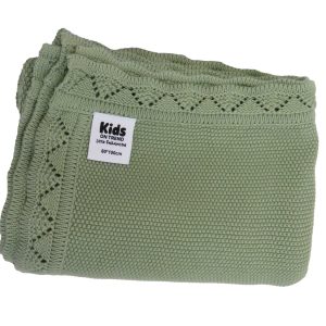 kids on trend green knitted baby blanket view 3