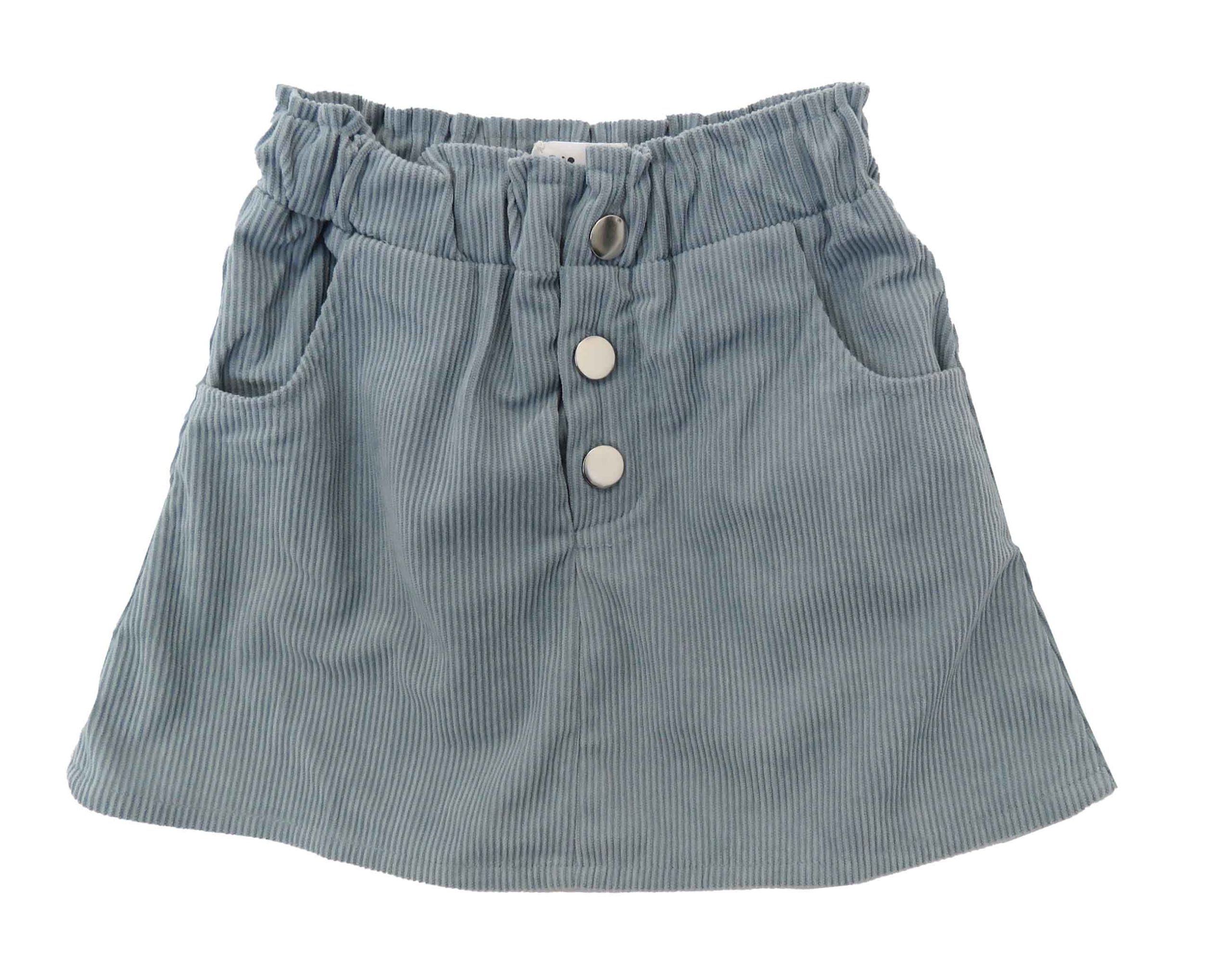 kids on trend blue corduroy skirt front view