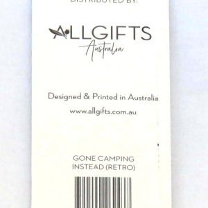 Novelty notepad with Gone Camping Instead written on each page - back view