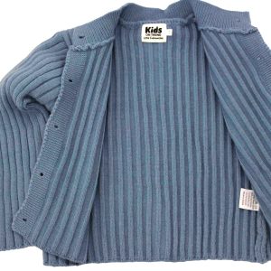 kids on trend blue cardigan - front view unbuttoned