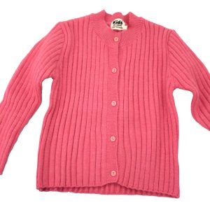 kids on trend sherbet pink cardigan - front view buttoned