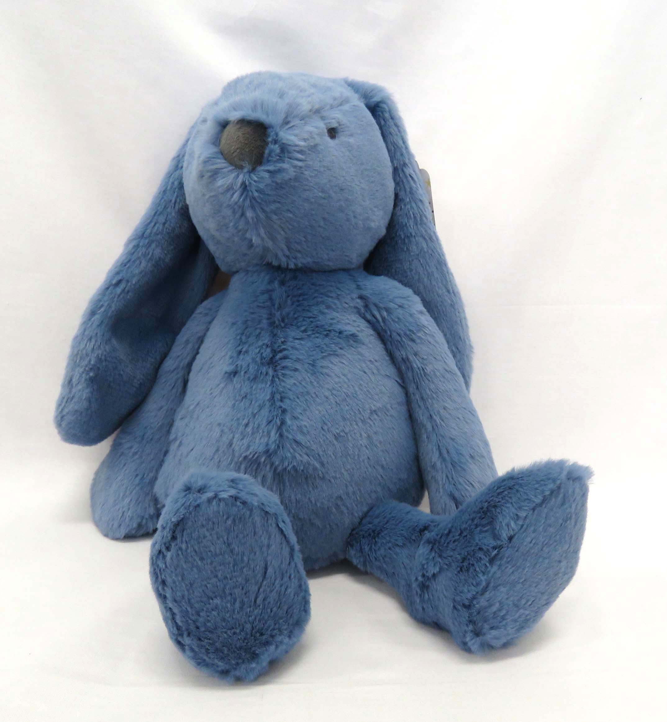 cobalt blue plush bunny front view