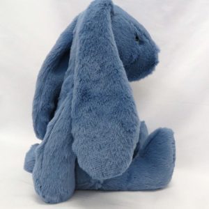 cobalt blue plush bunny side view