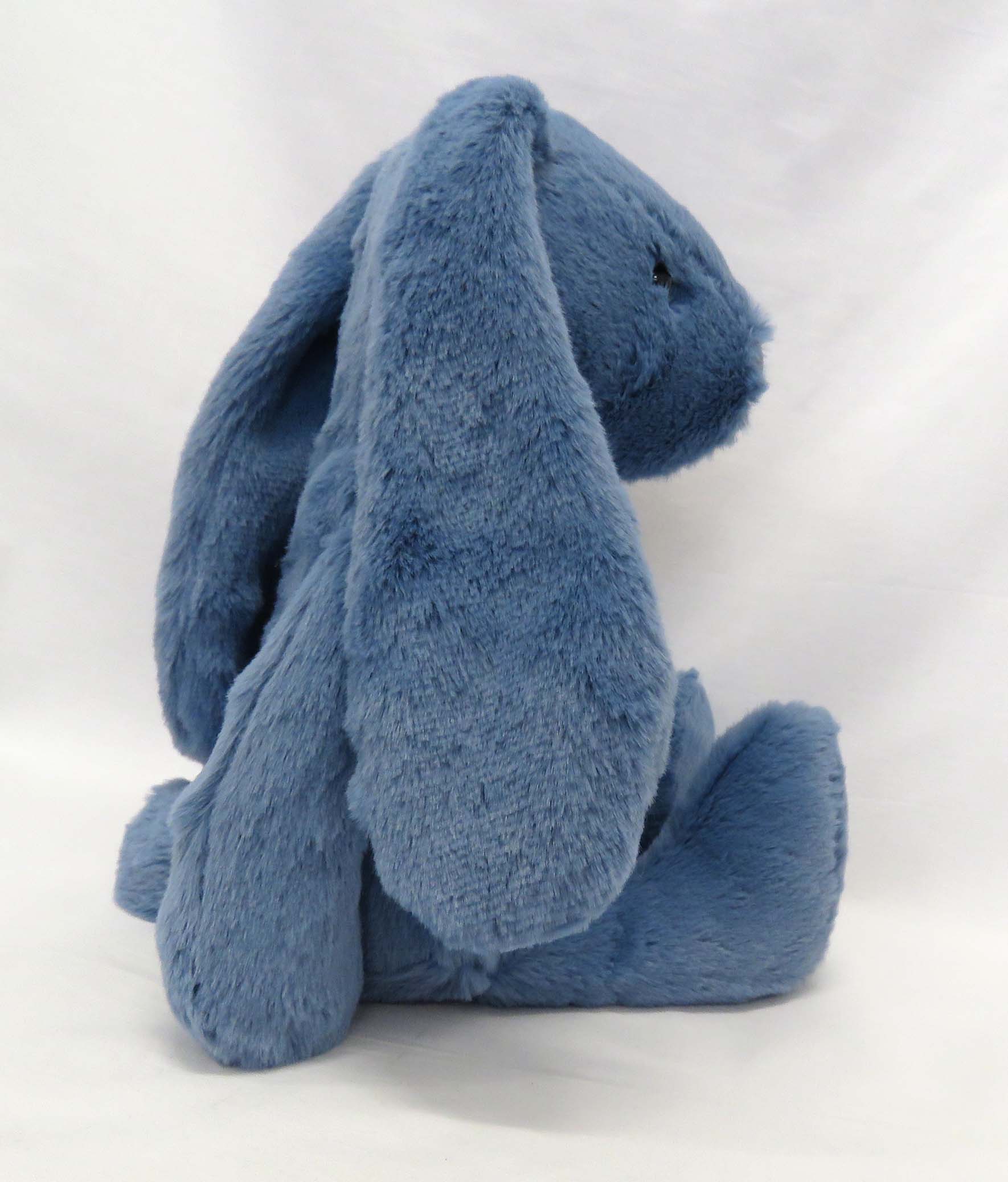 cobalt blue plush bunny side view