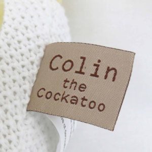 knitted toy colin the ccockatoo - name tag