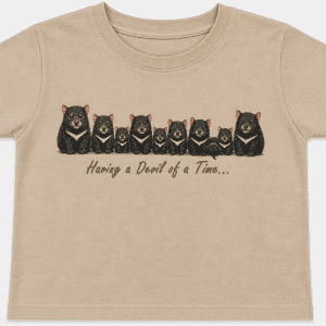 front view of Tasmanian devil children’s t-shirt with Tasmanian devils - sarah prince design