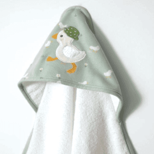 hooded goosey goosey baby towel close up of hood