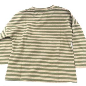 kids on trend long sleeved tshirt with coffee and green coloured stripes - back view