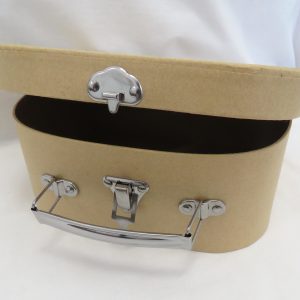 little brown carboard suitcase for children with metal handles
