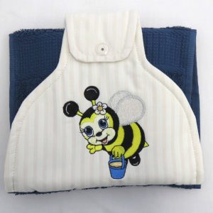 bumble bee hand towel showing embroidery detail