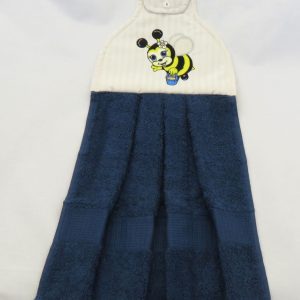 bumble bee hand towel with dark blue towel