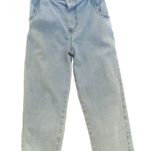 kids on trend faded denim blue jeans front view