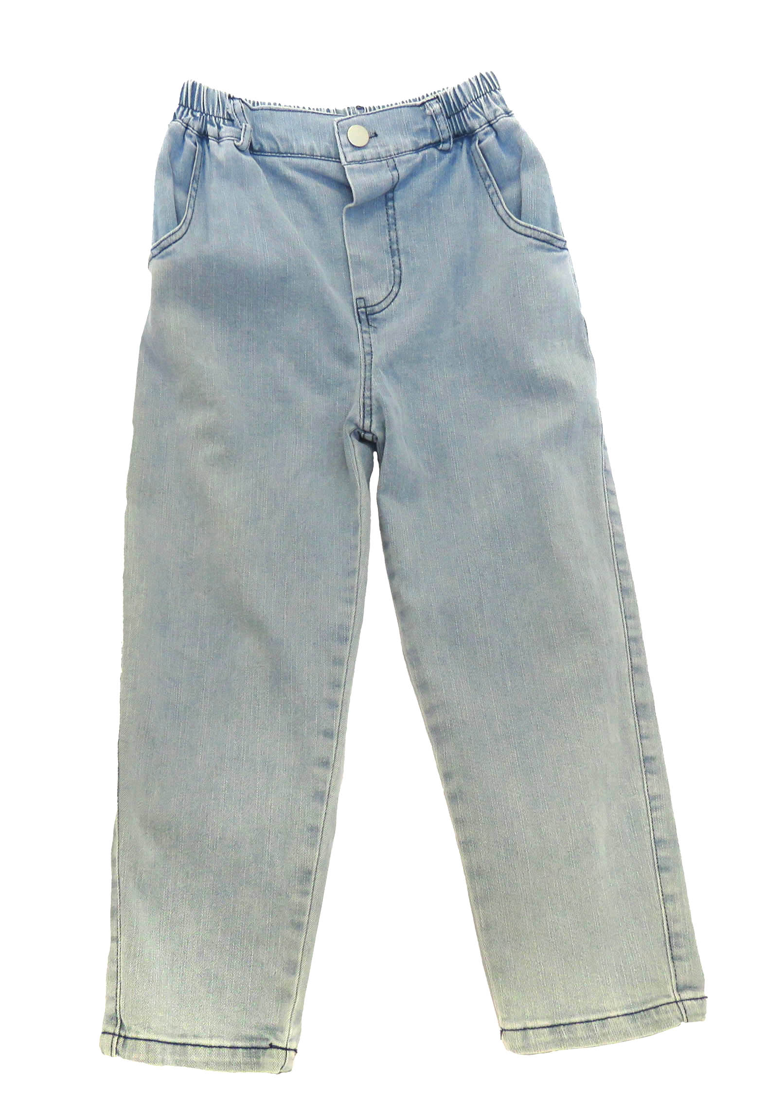 kids on trend faded denim blue jeans front view