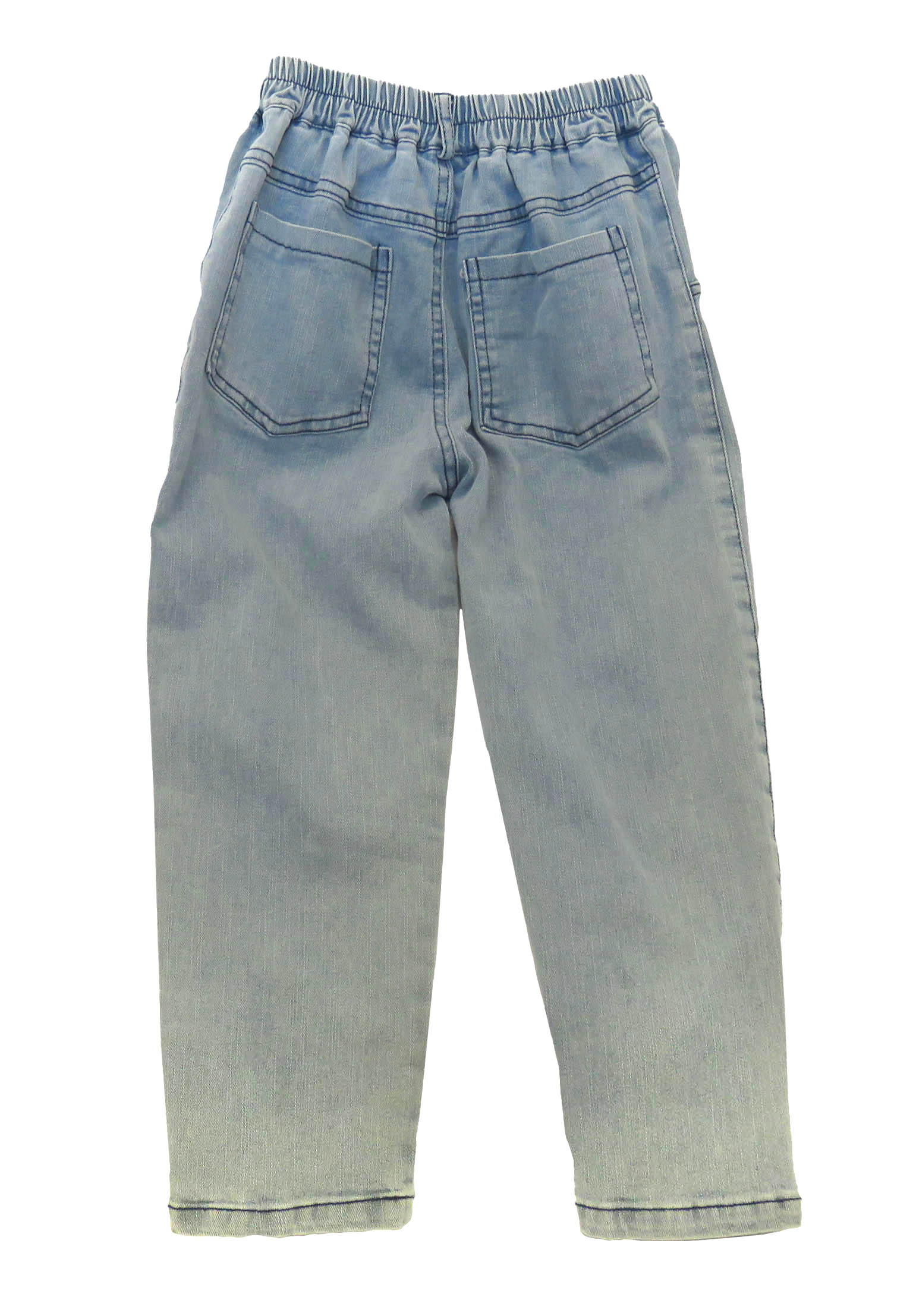 kids on trend faded blue denim jeans back view