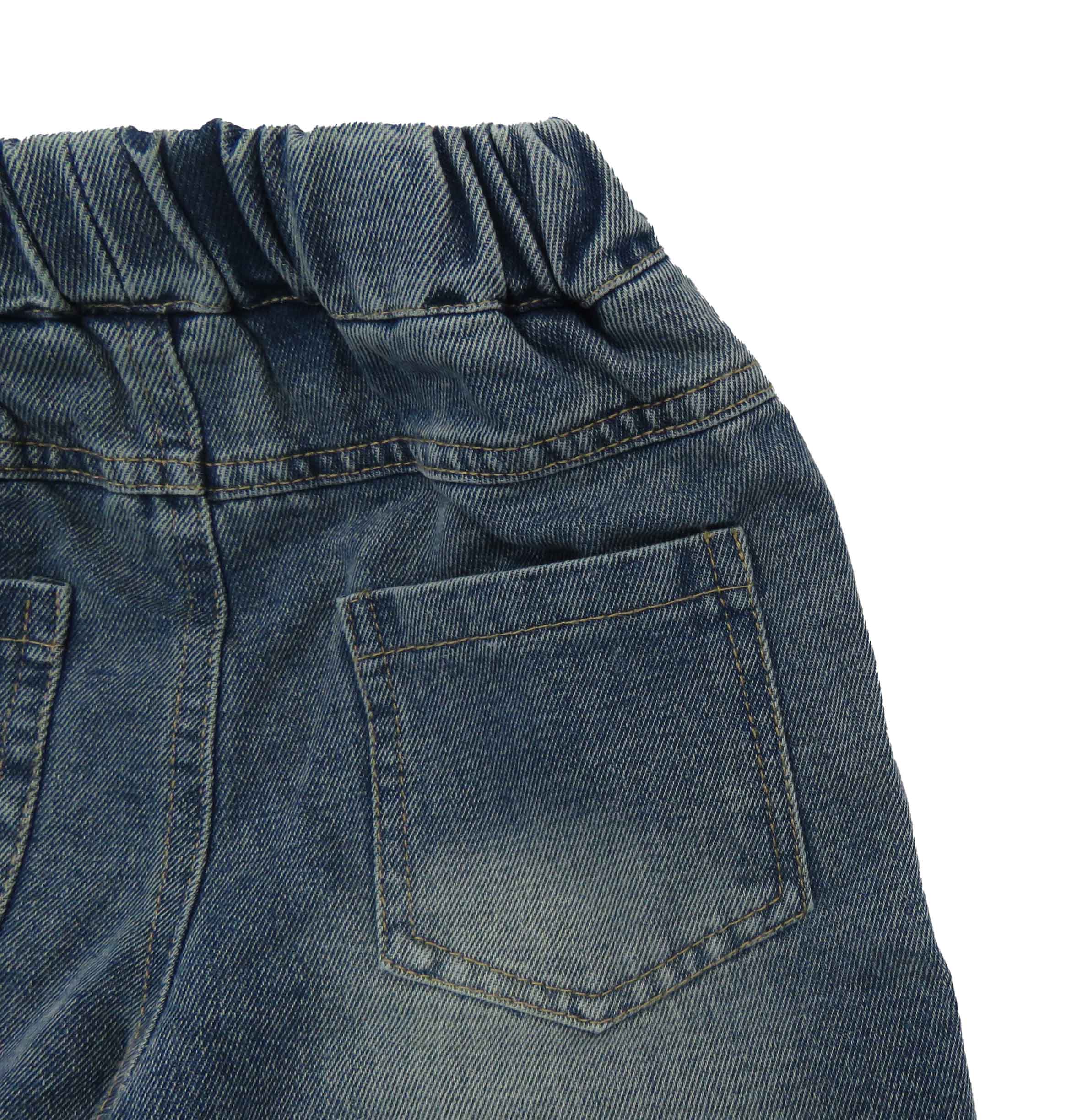 blue sweetheart denim jeans close up of back pocket