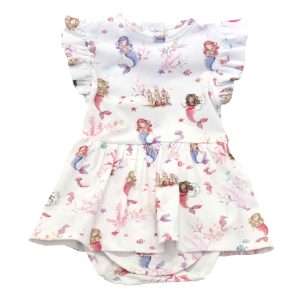 Snuggle Hunny white dress for toddlers - mermaid design - back view