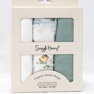 snuggle hunny muslin wraps 3 pack duckling design front view