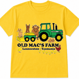 old macs farm coloured logo tshirt - sarah prince design