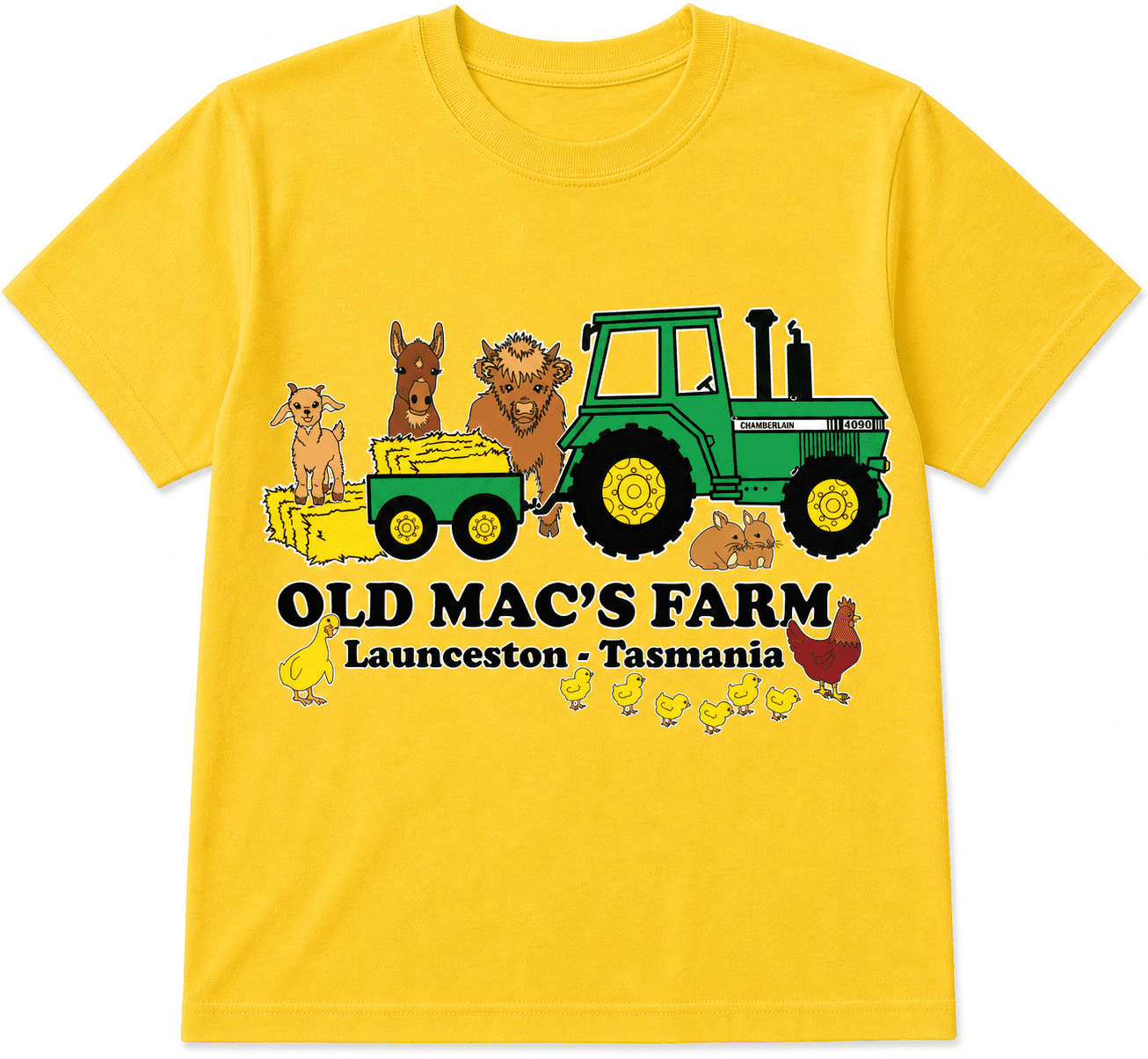 old macs farm coloured logo tshirt - sarah prince design