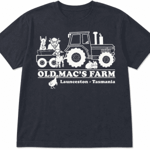 old macs logo in white logo tshirt - sarah prince design