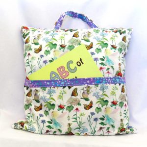 reading pillow - forest critters - front view with abc book