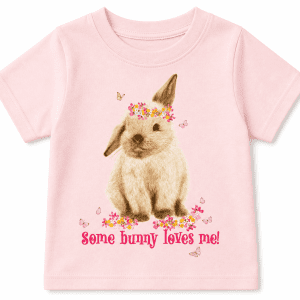 some bunny loves me tshirt in pink - sarah prince design
