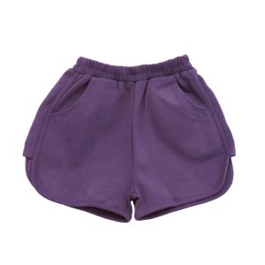 kids on trend purple girls sports shorts front view