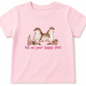 put on your happy feet Tasmanian fairy penguin tshirt - sarah prince design